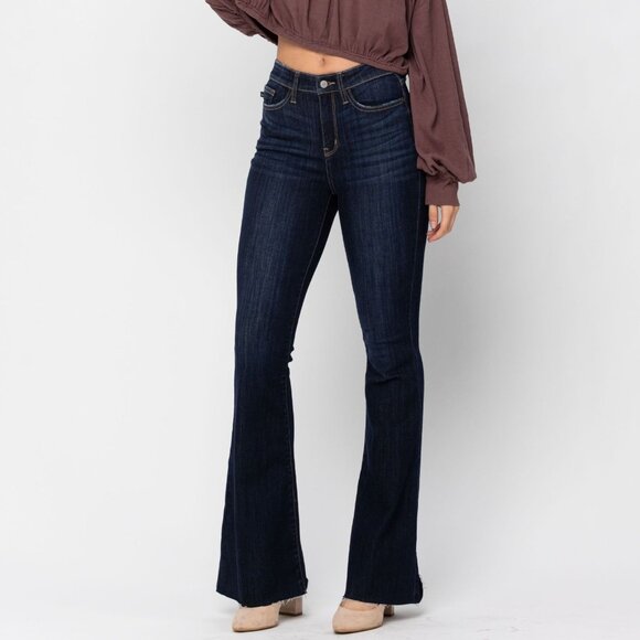 Judy Blue Flare, Raw Hem Jeans - Picture 2 of 4